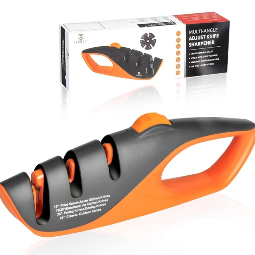 Knife Sharpener with‎ Adjustable Angle Guide Diamond And Tungsten Carbide